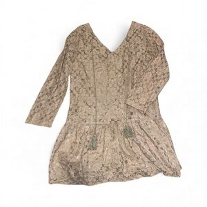 Velzera Tan Lace Dress with Tassel Accents